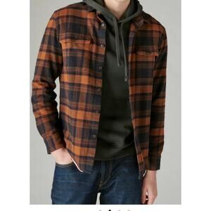 Lucky Brand Plaid Flannel Shirt Men’s XL Classic Fit Brown Black Button Up
